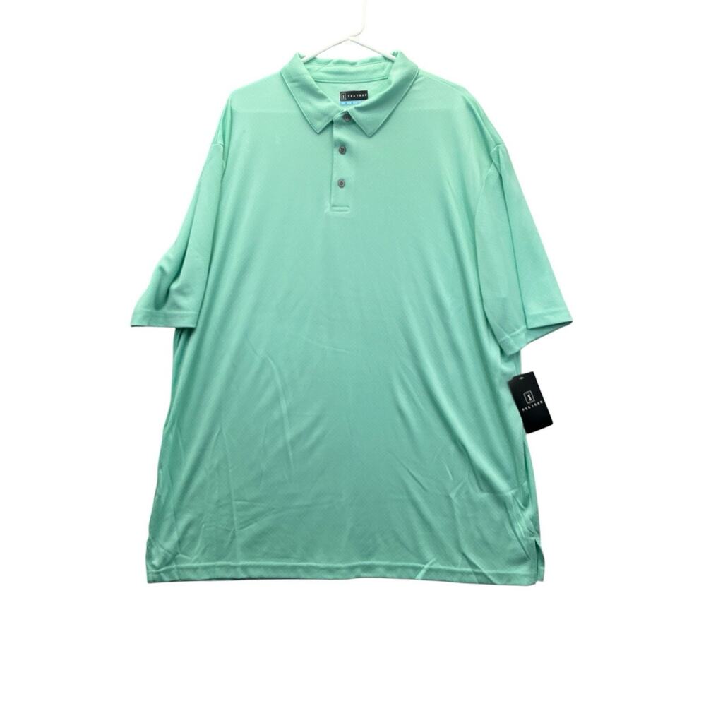 NWT PGA TOUR Size 2XLT Men Green 1/2 Button Collared Short Sleeve Polo Shirt